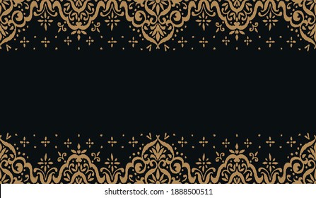 Ikat seamless pattern. Border with snowflakes. Openwork lace. New year Christmas background. Vector tie dye shibori print with stripes and chevron. Ink textured japanese background. Bohemian fashion. 