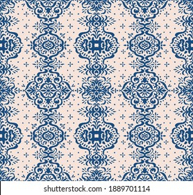 Ikat seamless pattern. Border with snowflakes. Openwork lace. New year Christmas background. Vector tie dye shibori print with stripes and chevron. Ink textured japanese background. Bohemian fashion. 