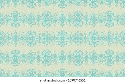 Patrón ininterrumpido de Ikat. Borde con copos de nieve. Lugar de apertura. Antecedentes de Navidad de Año Nuevo. Huella shibori de tinte vectorial con rayas y chevron. La tinta textura el fondo japonés. Moda bohemia. 