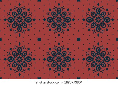 Ikat seamless pattern. Border with snowflakes. Openwork lace. New year Christmas background. Vector tie dye shibori print with stripes and chevron. Ink textured japanese background. Bohemian fashion. 