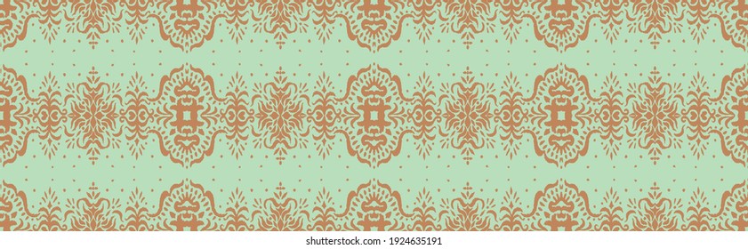Ikat seamless pattern. Border with snowflakes. Openwork lace. New year Christmas background. Vector tie dye shibori print with stripes and chevron. Ink textured japanese background. Bohemian fashion. 