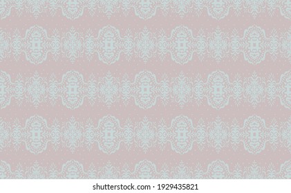 Ikat seamless pattern. Border with snowflakes. Openwork lace. New year Christmas background. Vector tie dye shibori print with stripes and chevron. Ink textured japanese background. Bohemian fashion. 