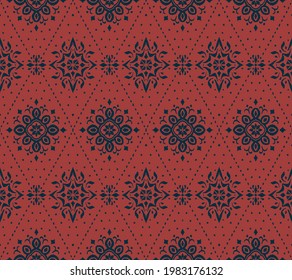 Patrón ininterrumpido de Ikat. Borde con copos de nieve. Lugar de apertura. Antecedentes de Navidad de Año Nuevo. Huella shibori de tinte vectorial con rayas y chevron. La tinta textura el fondo japonés. Moda bohemia. 