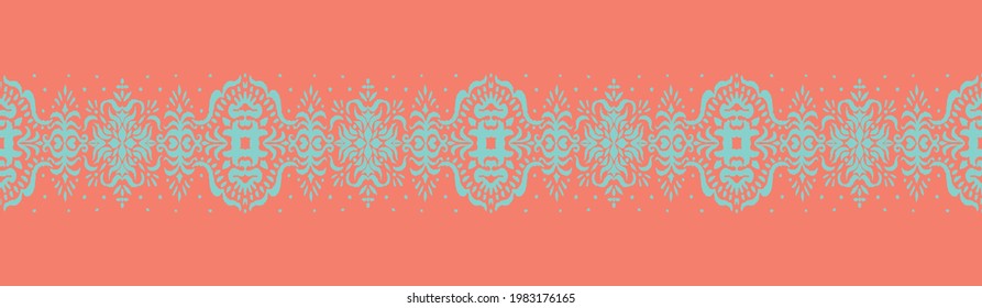 Patrón ininterrumpido de Ikat. Borde con copos de nieve. Lugar de apertura. Antecedentes de Navidad de Año Nuevo. Huella shibori de tinte vectorial con rayas y chevron. La tinta textura el fondo japonés. Moda bohemia. 