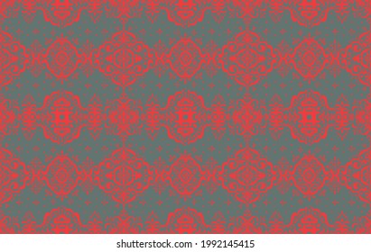Patrón ininterrumpido de Ikat. Borde con copos de nieve. Lugar de apertura. Antecedentes de Navidad de Año Nuevo. Huella shibori de tinte vectorial con rayas y chevron. La tinta textura el fondo japonés. Moda bohemia. 