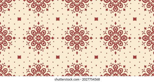 Ikat seamless pattern. Border with snowflakes. Openwork lace. New year Christmas background. Vector tie dye shibori print with stripes and chevron. Ink textured japanese background. Bohemian fashion. 