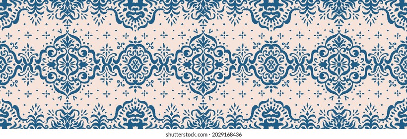 Patrón ininterrumpido de Ikat. Borde con copos de nieve. Lugar de apertura. Antecedentes de Navidad de Año Nuevo. Huella shibori de tinte vectorial con rayas y chevron. La tinta textura el fondo japonés. Moda bohemia. 