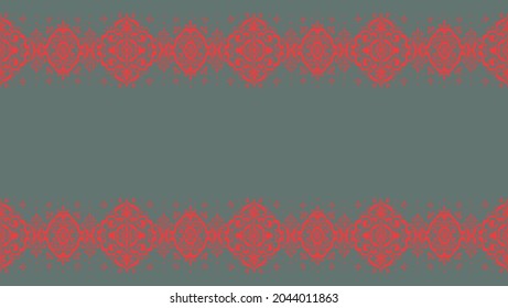 Ikat nahtloses Muster. Grenze mit Schneeflocken. Arbeitstisch. Neues Jahr Weihnachten Hintergrund. Vektorbinde Farbe Shibori Druck mit Streifen und Chevron. Tintenfisch strukturierter japanischer Hintergrund. Böhmische Mode. 