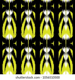 Ikat seamless pattern  as cloth, curtain, textile design, wallpaper, surface texture background.