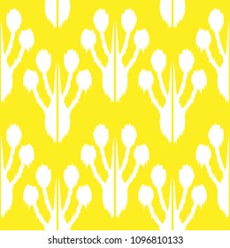 Ikat seamless pattern  as cloth, curtain, textile design, wallpaper, surface texture background.