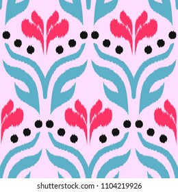 Ikat seamless pattern  as cloth, curtain, textile design, wallpaper, surface texture background.