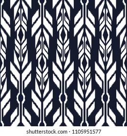 Ikat seamless pattern  as cloth, curtain, textile design, wallpaper, surface texture background.