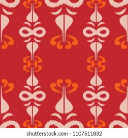 Ikat seamless pattern  as cloth, curtain, textile design, wallpaper, surface texture background.