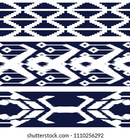 Ikat seamless pattern  as cloth, curtain, textile design, wallpaper, surface texture background.