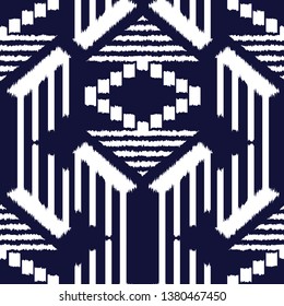 Ikat seamless pattern  as cloth, curtain, textile design, wallpaper, surface texture background. Vector illustration