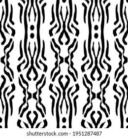 Ikat seamless pattern as cloth, curtain, textile design, wallpaper, surface texture background. Black and white.Vector EPS10