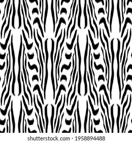Ikat seamless pattern as cloth, curtain, textile design, wallpaper, surface texture background. Black and white.Vector EPS10