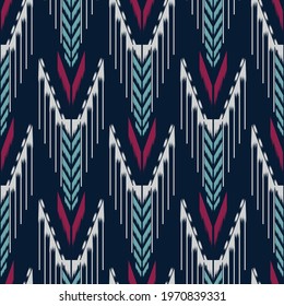 Ikat seamless pattern as cloth, curtain, textile design, wallpaper, surface texture background. Vector EPS10