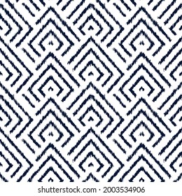 Ikat seamless pattern as cloth, curtain, textile design, wallpaper, surface texture background. Black and white.Vector EPS10