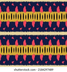 Ikat seamless pattern as cloth, curtain, textile design, wallpaper, surface texture background. Vector EPS10