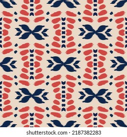 Ikat seamless pattern as cloth, curtain, textile design, wallpaper, surface texture background. vector eps10