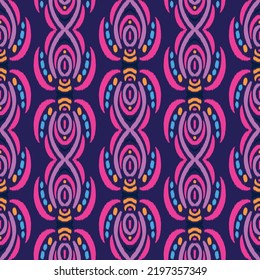 Ikat seamless pattern as cloth, curtain, textile design, wallpaper, surface texture background. vector eps10