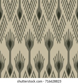 Ikat seamless pattern  as cloth, curtain, textile design, wallpaper, surface texture background.