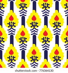 Ikat seamless pattern  as cloth, curtain, textile design, wallpaper, surface texture background.