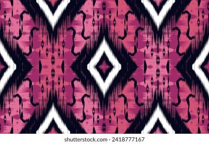 Ikat seamless pattern concept. Abstract ikat geometric patterns colorful. Design for background,carpet,wallpaper,clothing,wrapping, ikat, Ethnic, batik,fabric,Vector illustration.embroidery style.