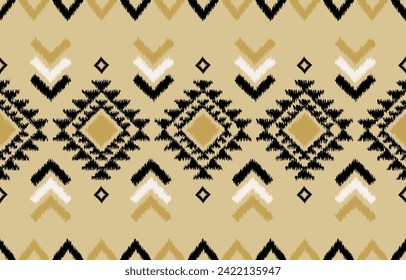 Ikat seamless pattern concept. Figure tribal embroidery. Native, Aztec style. Seamless pattern in folk embroidery. Design for ikat, blanket, fabric, clothing, carpet, textile, ethnic, batik and other.