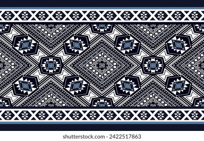 Ikat seamless pattern concept. Figure tribal embroidery. Native, Aztec style. Seamless pattern in folk embroidery. Design for ikat, blanket, fabric, clothing, carpet, textile, ethnic, batik and other.