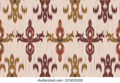 Ikat nahtloses Muster Damast Azteken Hintergrund 
zusammen Design mit chevron Dreieck Punkte Diamant Blumenmuster Blumen Muster. Designs für Streifen aus Pappelstreifen mit Streifen, Stoffstruktur, Vektorgrafik