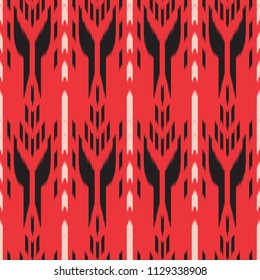 Ikat Seamless Pattern Design. Ethnic fabric. Bohemian fashion.