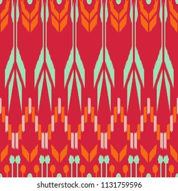 Ikat Seamless Pattern Design. Ethnic fabric. Bohemian fashion.