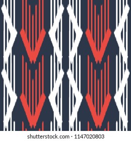Ikat Seamless Pattern Design. Ethnic fabric. Bohemian fashion.