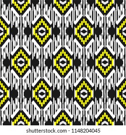 Ikat Seamless Pattern Design. Ethnic fabric. Bohemian fashion.