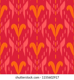 Ikat Seamless Pattern Design. Ethnic fabric. Bohemian fashion.