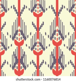 Ikat Seamless Pattern Design. Ethnic fabric. Bohemian fashion.