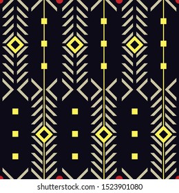 Ikat Seamless Pattern Design. Ethnic fabric. Bohemian fashion. Vector illustration.
