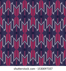 Ikat Seamless Pattern Design. Ethnic fabric. Bohemian fashion. Vector illustration.