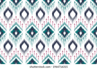 Ikat diseño de patrones sin fisuras. Alfombra de tela azteca étnica mandalas ornamentos nativos afroamericanos de chevron textil papeles de pared.  Ilustraciones de fondo del vector de textura geométrica boho. 