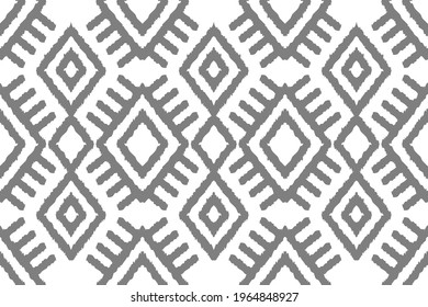 Ikat diseño de patrones sin fisuras. Papel de pared de chevron de tela de origen indio. Alfombra africana nativa Mandala ornament textura vectorial ilustraciones de fondo.