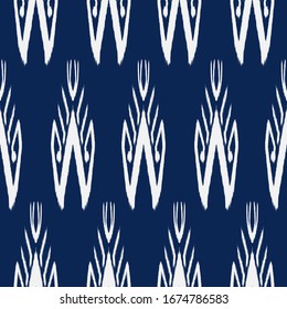 ikat Seamless Pattern Design for Fabric. Vector EPS10