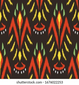 ikat Seamless Pattern Design for Fabric. Vector EPS10