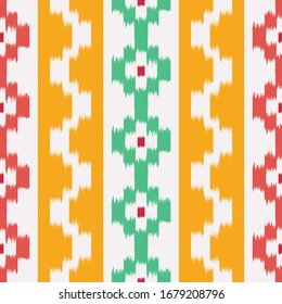 ikat Seamless Pattern Design for Fabric. Vector EPS10