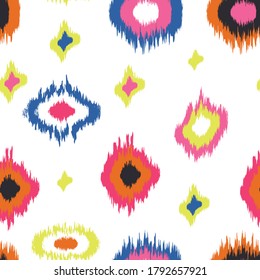 Ikat Diseño de Patrón sin Marea para Tela. Resumen para el diseño textil, papel pintado, texturas superficiales, papel envolvente.