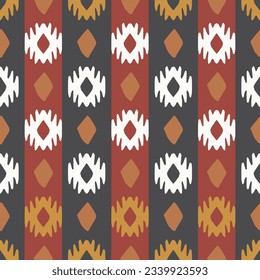 Ikat Seamless Pattern Design for Fabric. Geometric traditional ornament background