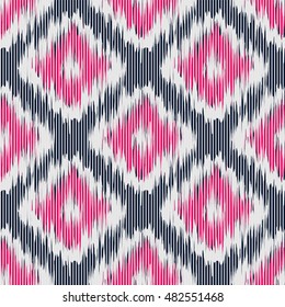 Ikat Seamless Pattern Design for Fabric.