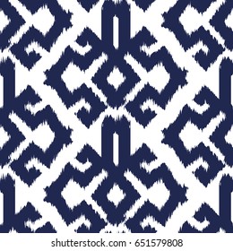 Ikat Seamless Pattern Design For Fabric.