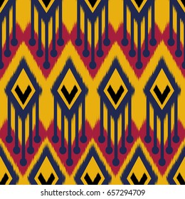 Ikat Seamless Pattern Design for Fabric.